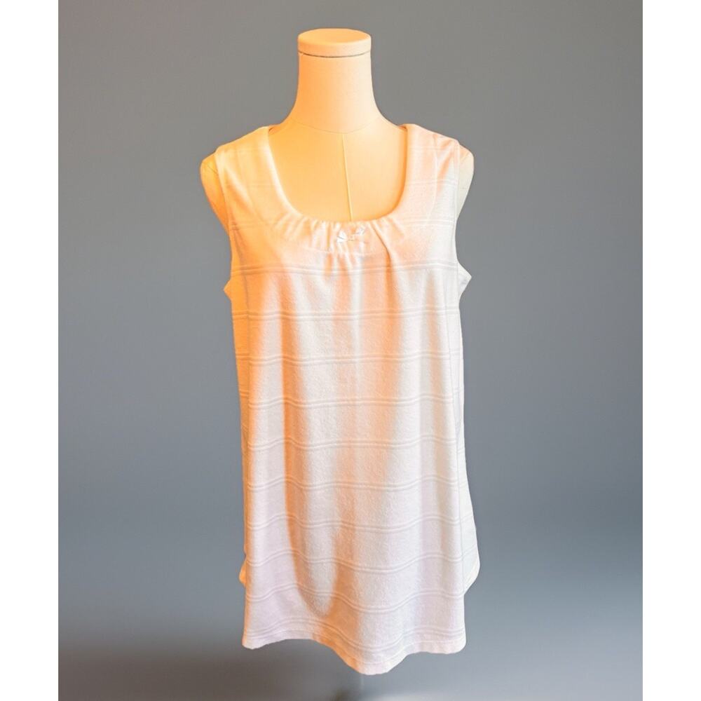 Karen Neuburger Encore PAJAMA Sleepwear Terry Cloth White Sleeveless Nightgown M